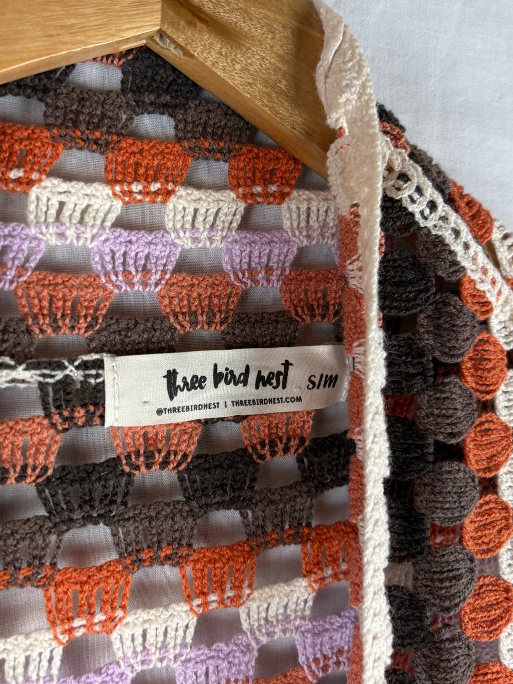 Three Bird Nest Soulful Wanderer Crochet Duster Brown Multi Cardigan - Picture 6 of 9